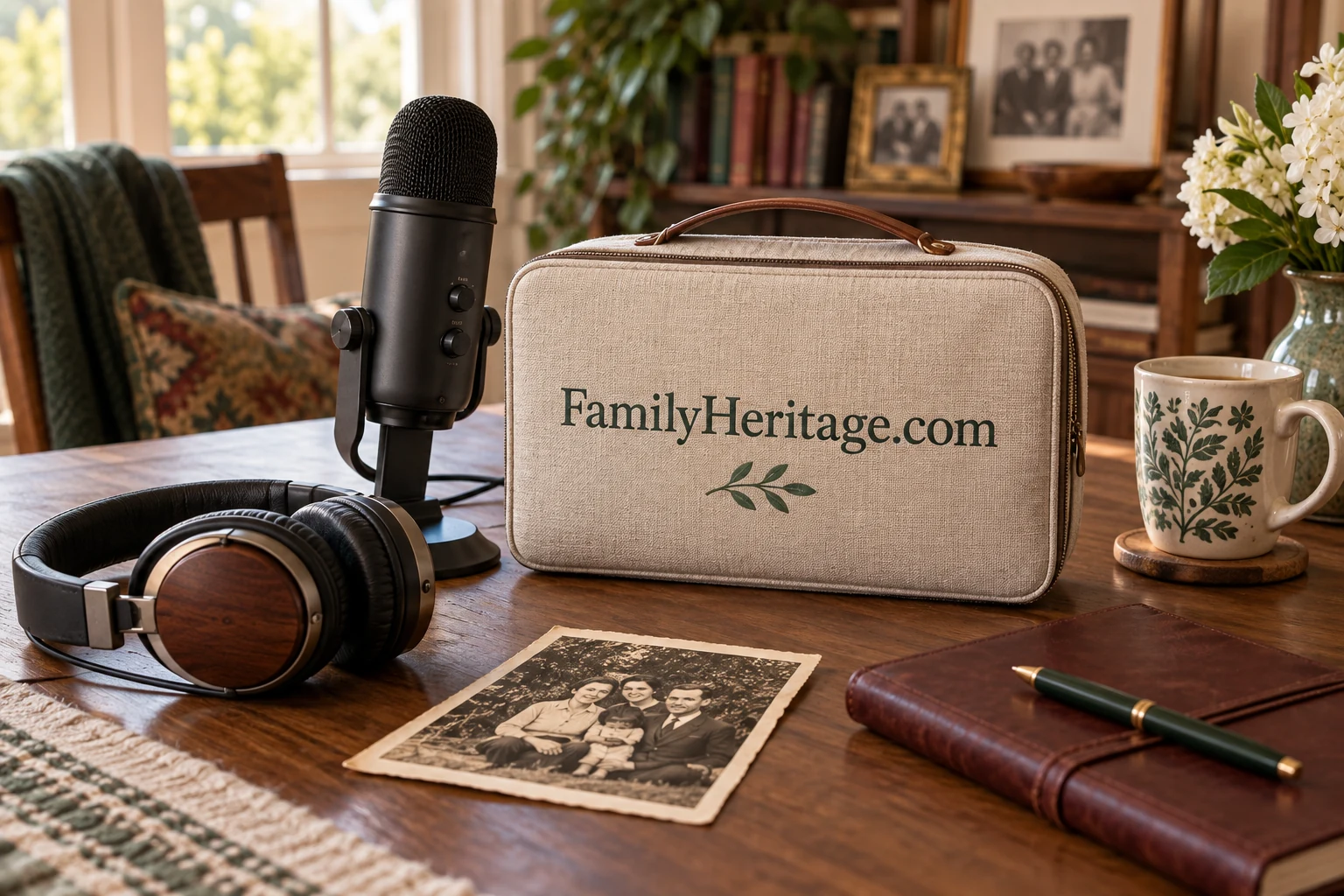 An oral history recording studio, featuring FamilyHeritage.com